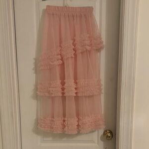 Elegant Pink Ruffled Skirt